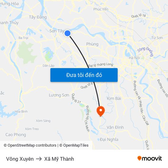 Võng Xuyên to Xã Mỹ Thành map