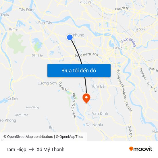 Tam Hiệp to Xã Mỹ Thành map