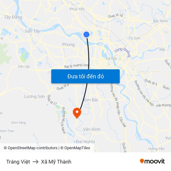 Tráng Việt to Xã Mỹ Thành map
