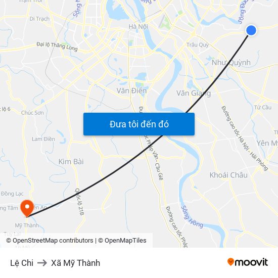Lệ Chi to Xã Mỹ Thành map