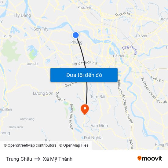 Trung Châu to Xã Mỹ Thành map