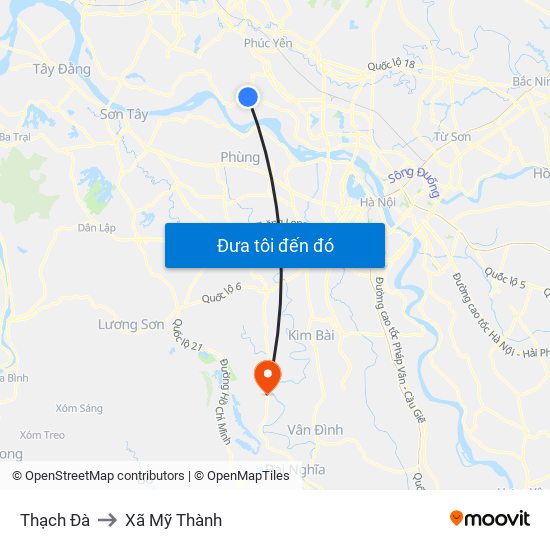 Thạch Đà to Xã Mỹ Thành map