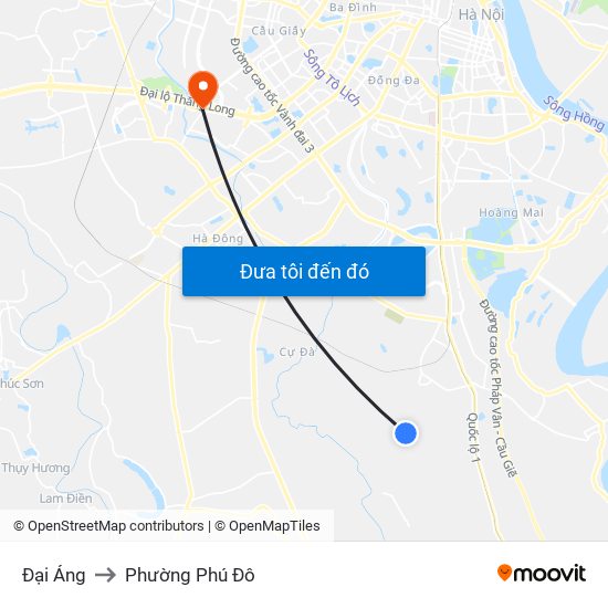 Đại Áng to Phường Phú Đô map