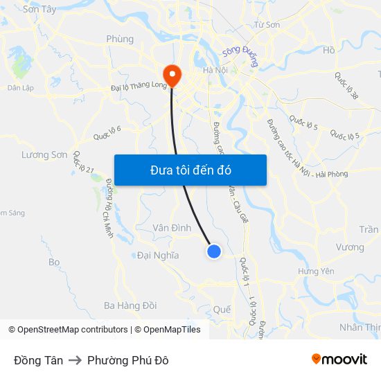 Đồng Tân to Phường Phú Đô map