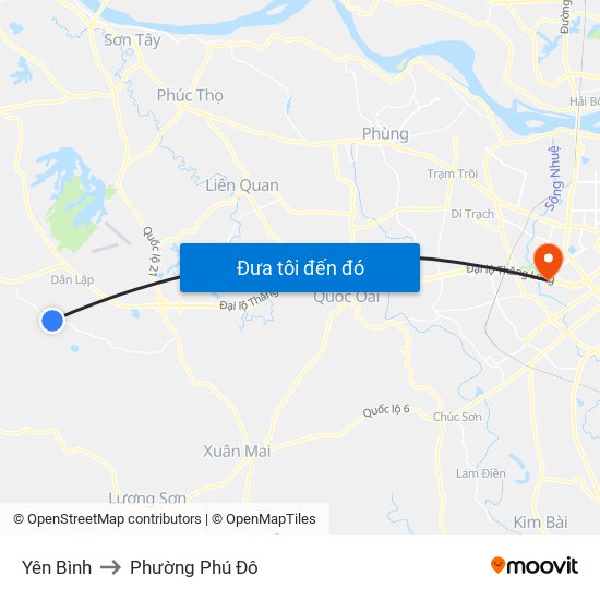 Yên Bình to Phường Phú Đô map