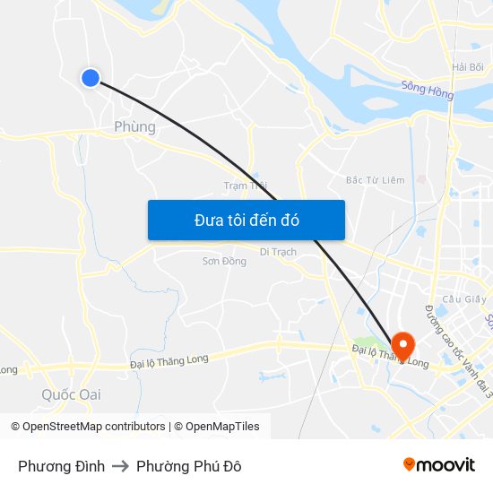Phương Đình to Phường Phú Đô map