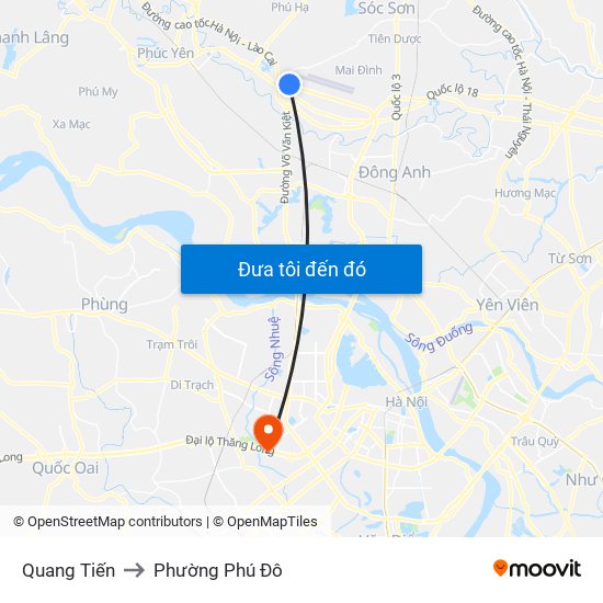 Quang Tiến to Phường Phú Đô map