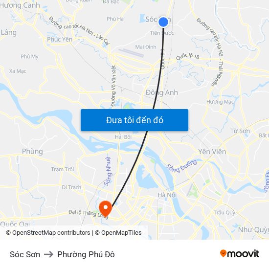 Sóc Sơn to Phường Phú Đô map