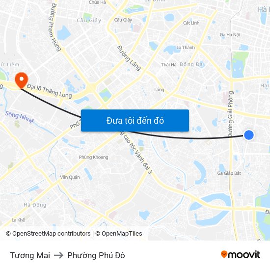 Tương Mai to Phường Phú Đô map