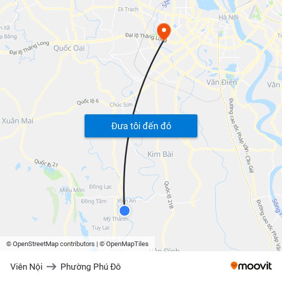 Viên Nội to Phường Phú Đô map