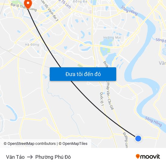 Vân Tảo to Phường Phú Đô map