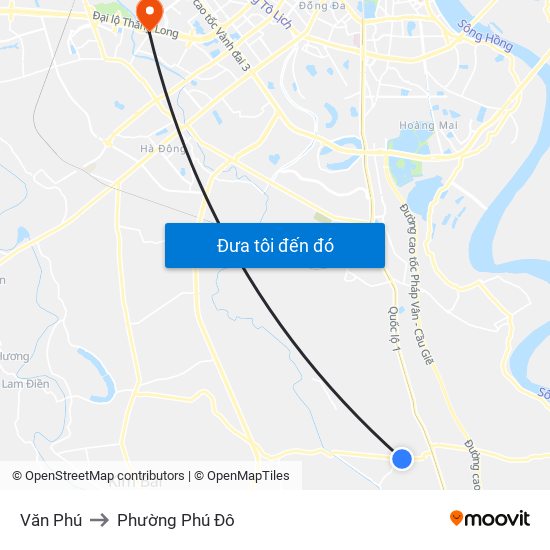 Văn Phú to Phường Phú Đô map