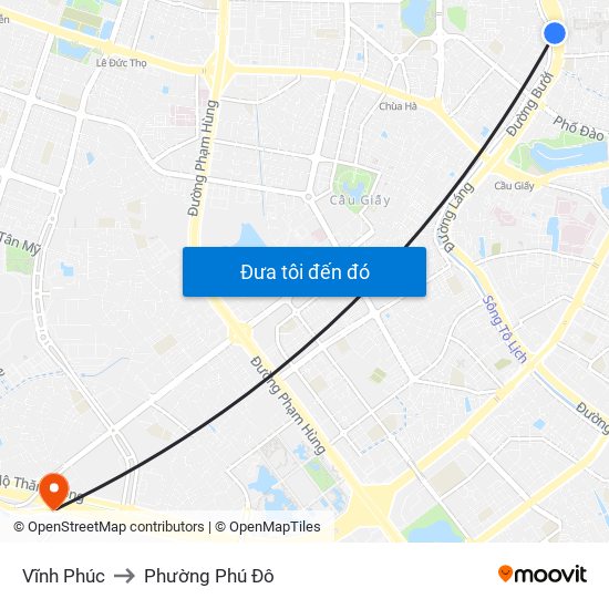 Vĩnh Phúc to Phường Phú Đô map