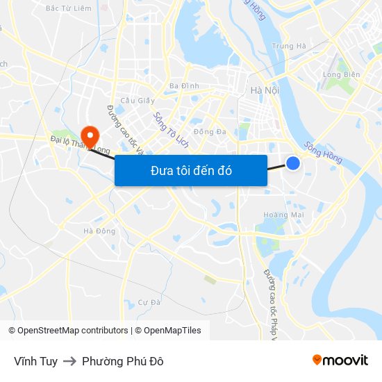 Vĩnh Tuy to Phường Phú Đô map