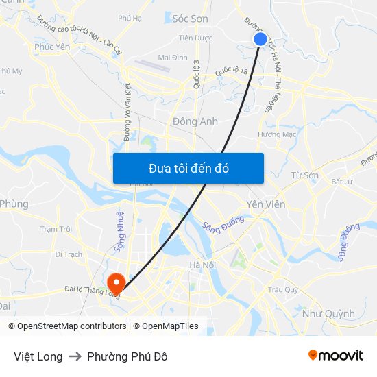 Việt Long to Phường Phú Đô map