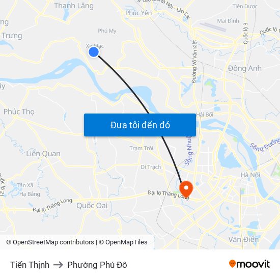 Tiến Thịnh to Phường Phú Đô map