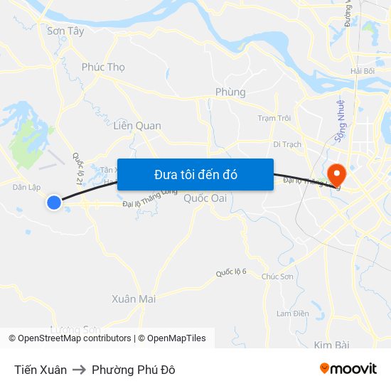 Tiến Xuân to Phường Phú Đô map