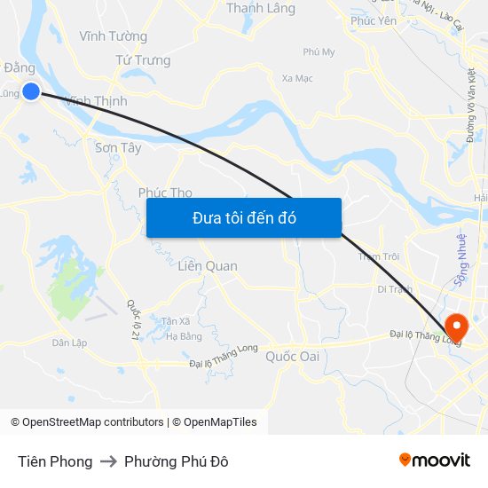 Tiên Phong to Phường Phú Đô map