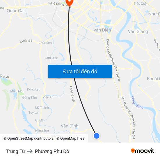 Trung Tú to Phường Phú Đô map