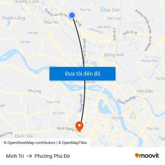 Minh Trí to Phường Phú Đô map