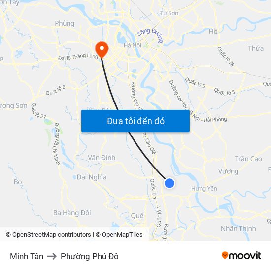 Minh Tân to Phường Phú Đô map