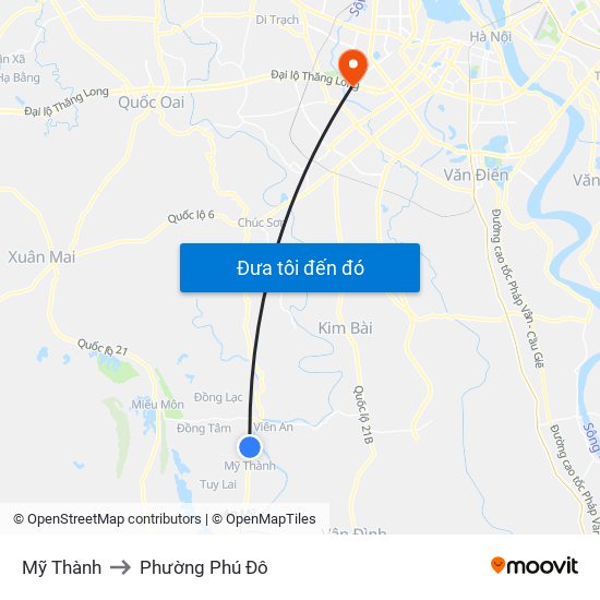 Mỹ Thành to Phường Phú Đô map