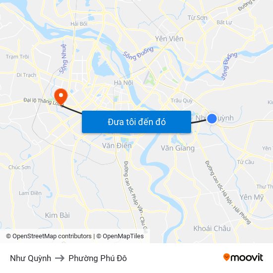 Như Quỳnh to Phường Phú Đô map