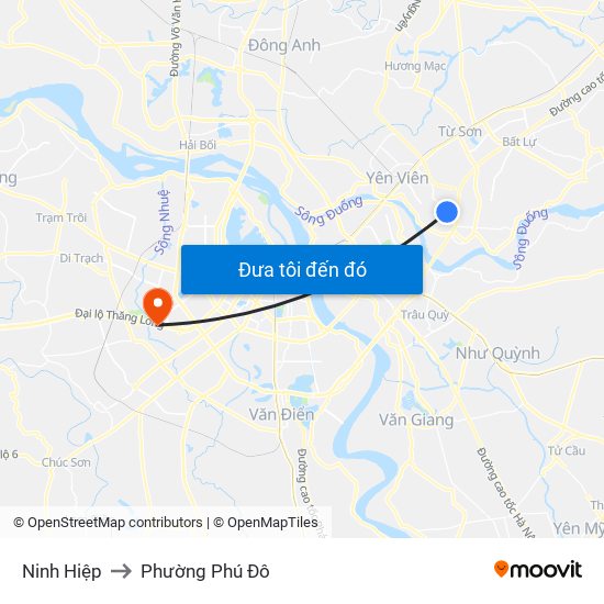 Ninh Hiệp to Phường Phú Đô map