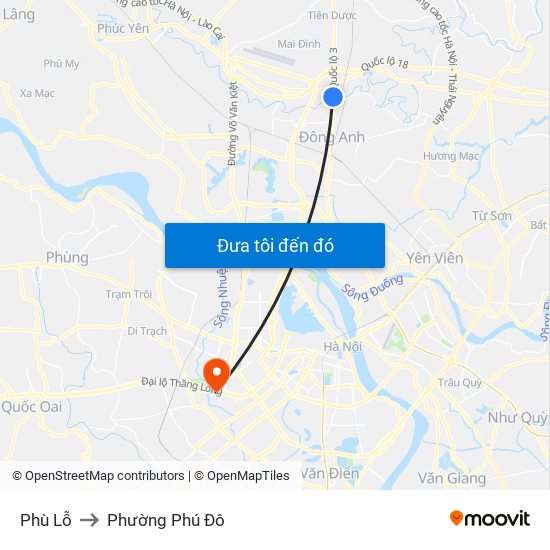 Phù Lỗ to Phường Phú Đô map