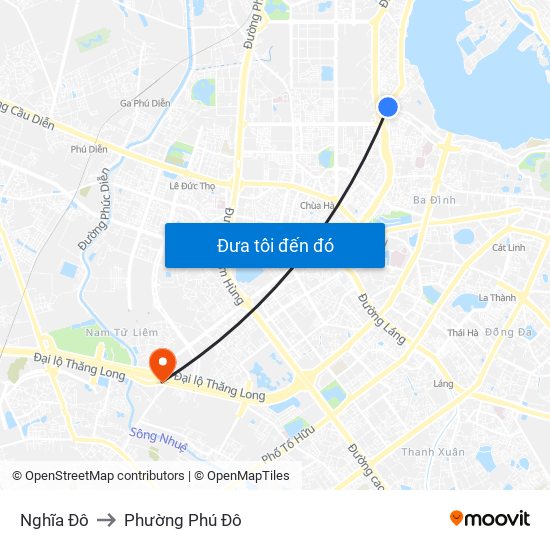 Nghĩa Đô to Phường Phú Đô map