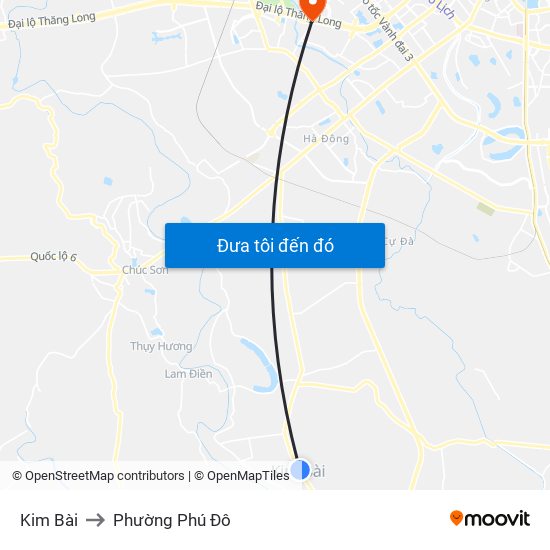 Kim Bài to Phường Phú Đô map