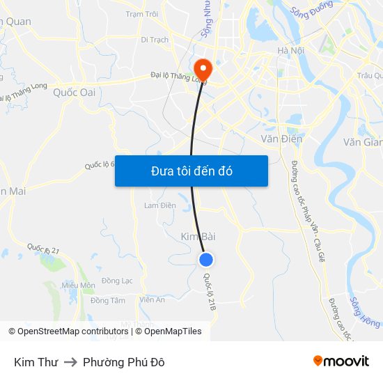 Kim Thư to Phường Phú Đô map