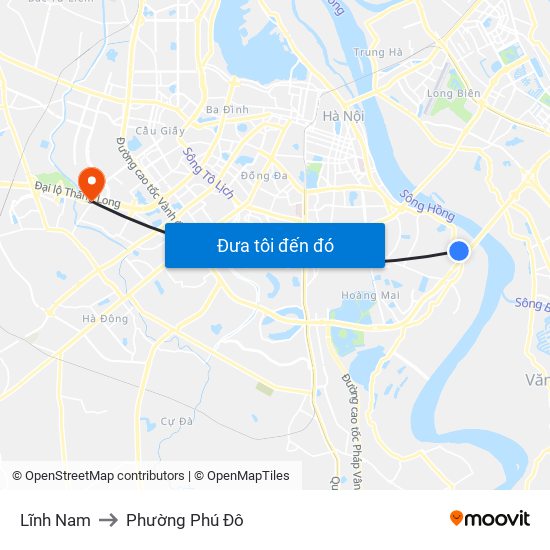 Lĩnh Nam to Phường Phú Đô map