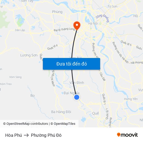 Hòa Phú to Phường Phú Đô map