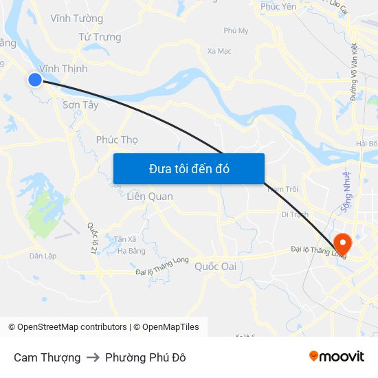 Cam Thượng to Phường Phú Đô map
