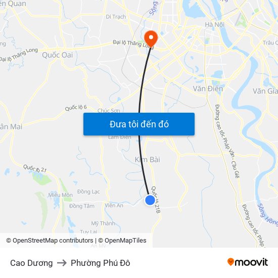 Cao Dương to Phường Phú Đô map