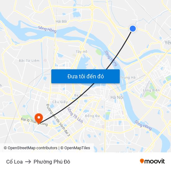 Cổ Loa to Phường Phú Đô map