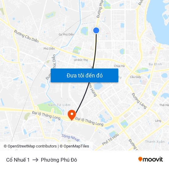 Cổ Nhuế 1 to Phường Phú Đô map