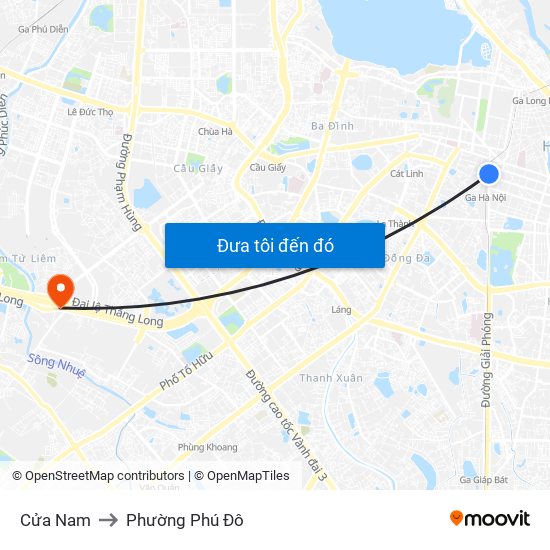 Cửa Nam to Phường Phú Đô map