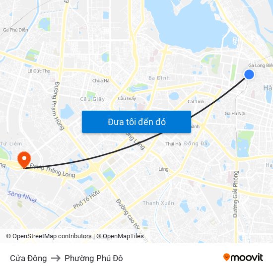 Cửa Đông to Phường Phú Đô map