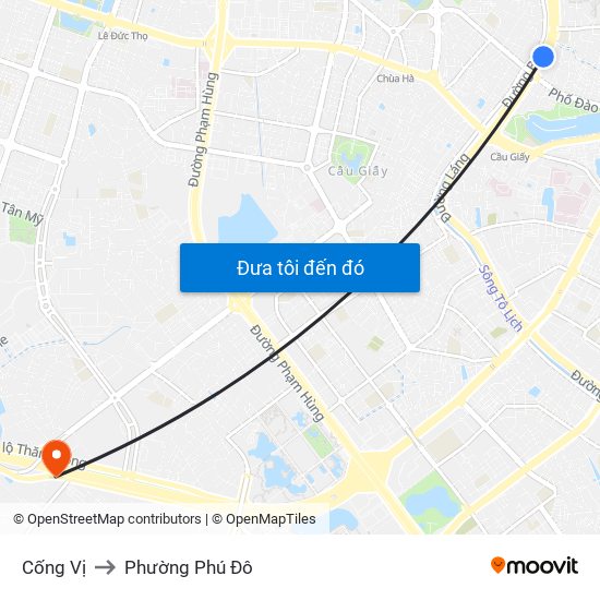 Cống Vị to Phường Phú Đô map