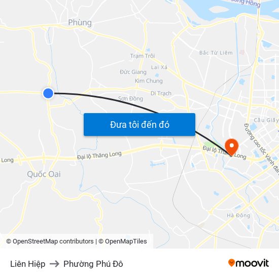 Liên Hiệp to Phường Phú Đô map