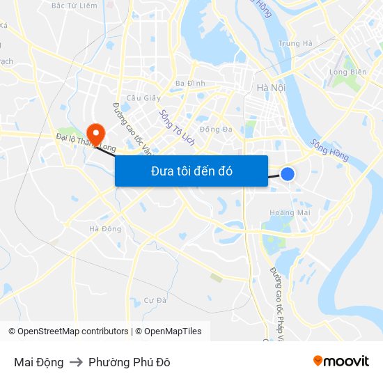 Mai Động to Phường Phú Đô map