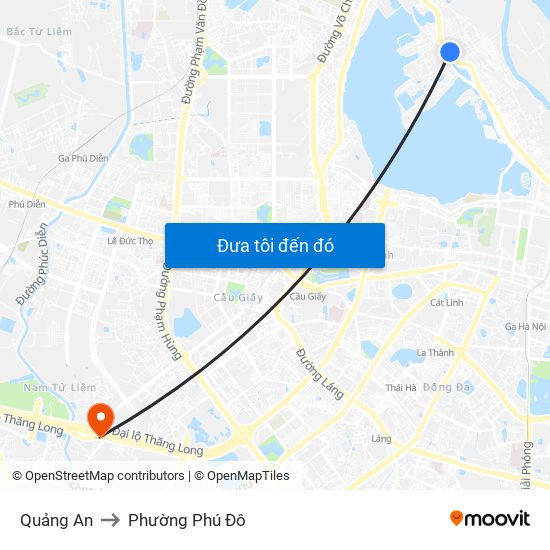 Quảng An to Phường Phú Đô map