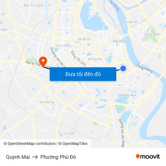 Quỳnh Mai to Phường Phú Đô map