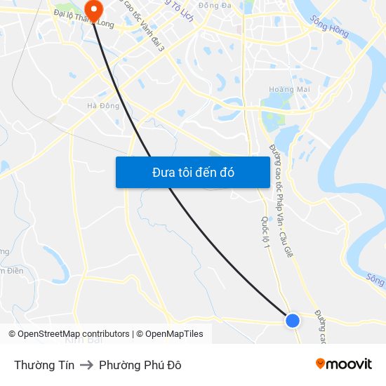 Thường Tín to Phường Phú Đô map