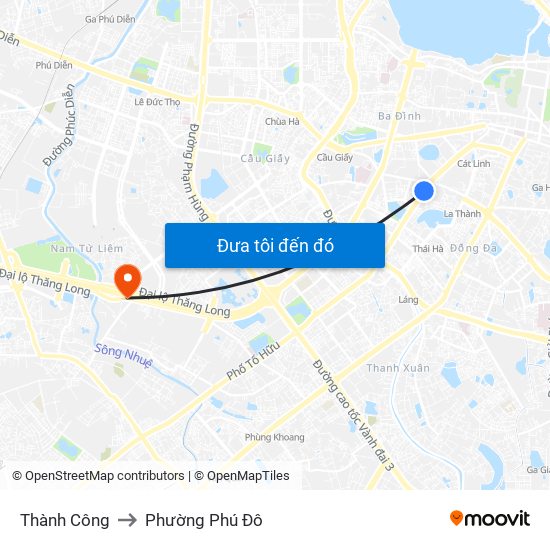 Thành Công to Phường Phú Đô map