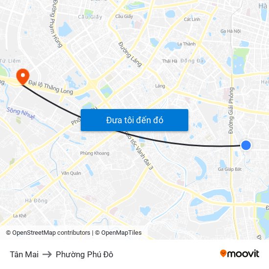 Tân Mai to Phường Phú Đô map