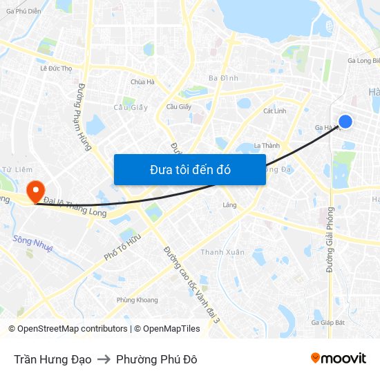 Trần Hưng Đạo to Phường Phú Đô map