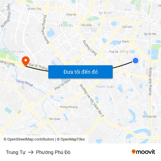 Trung Tự to Phường Phú Đô map